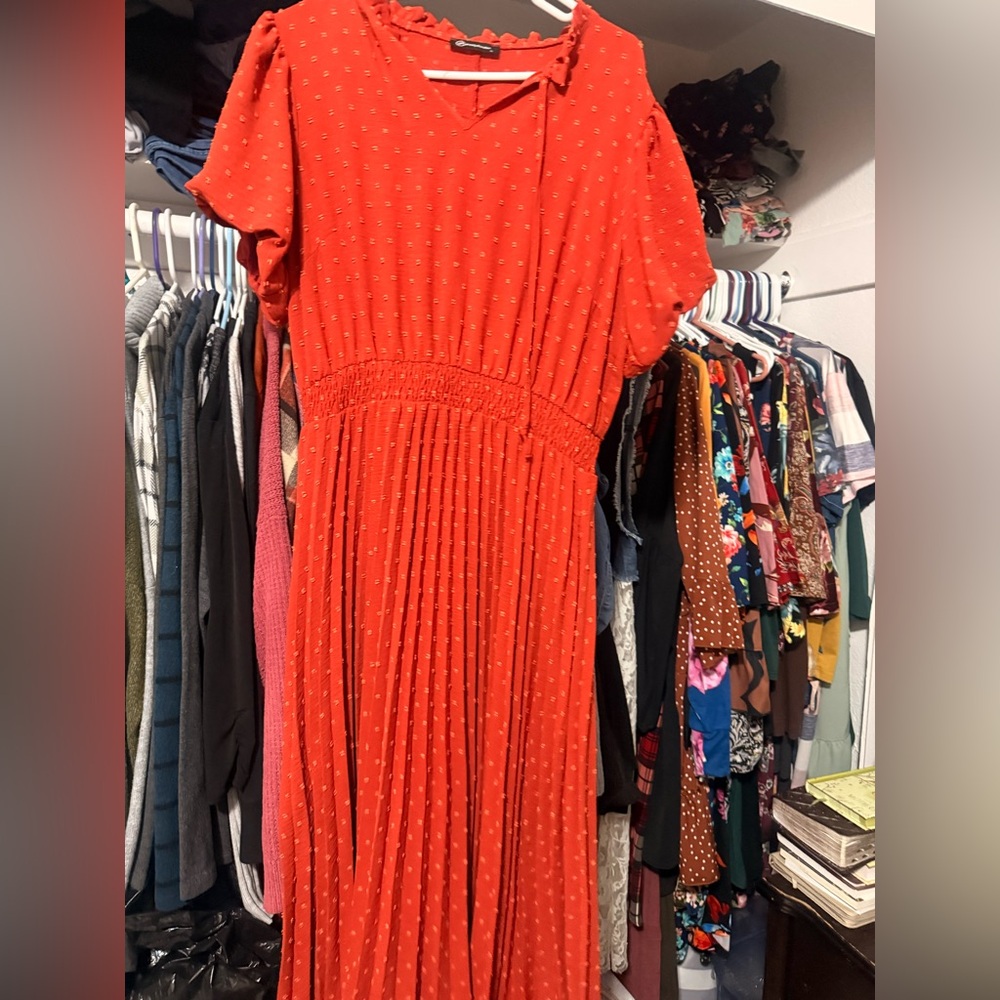 Elegant Red Polka Dot Dress